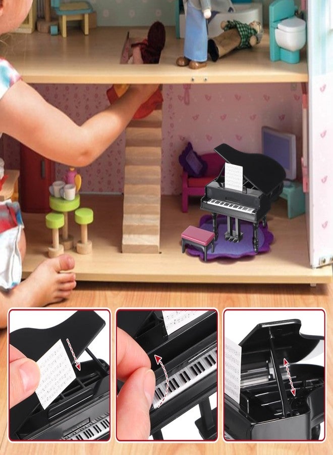 ياردوي بيانو ياردوي المصغر لتزيين بيت الدمى، بيانو صغير مزخرف بغطاء قابل للفتح، إكسسوارات منزلية مصغرة، لمسة مميزة لغرفة الموسيقى - Image 4